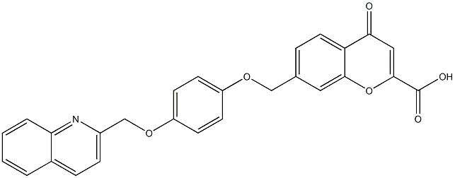 7-[4-[(2-Quinolinyl)methoxy]phenoxymethyl]-4-oxo-4H-1-benzopyran-2-carboxylic acid Struktur