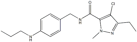 4-Chloro-5-ethyl-2-methyl-N-[4-(propylamino)benzyl]-2H-pyrazole-3-carboxamide Struktur