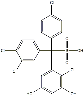 (4-Chlorophenyl)(3,4-dichlorophenyl)(2-chloro-3,5-dihydroxyphenyl)methanesulfonic acid Struktur