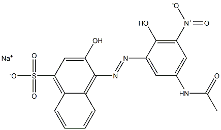 4-[(5-Acetylamino-2-hydroxy-3-nitrophenyl)azo]-3-hydroxynaphthalene-1-sulfonic acid sodium salt Struktur