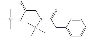 N-Trimethylsilyl-N-phenylacetylglycine trimethylsilyl ester Struktur