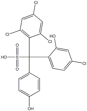 (4-Chloro-2-hydroxyphenyl)(2,4,6-trichlorophenyl)(4-hydroxyphenyl)methanesulfonic acid Struktur