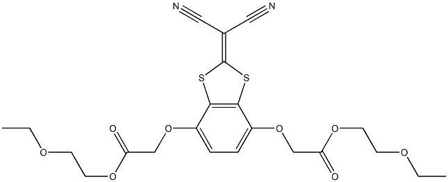 2-(Dicyanomethylene)-4,7-bis(2-ethoxyethoxycarbonylmethoxy)-1,3-dithiaindane Struktur