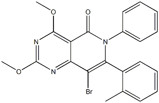 2,4-Dimethoxy-8-bromo-6-phenyl-7-(2-methylphenyl)pyrido[4,3-d]pyrimidin-5(6H)-one Struktur