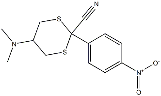 5-(Dimethylamino)-2-[4-nitrophenyl]-1,3-dithiane-2-carbonitrile Struktur