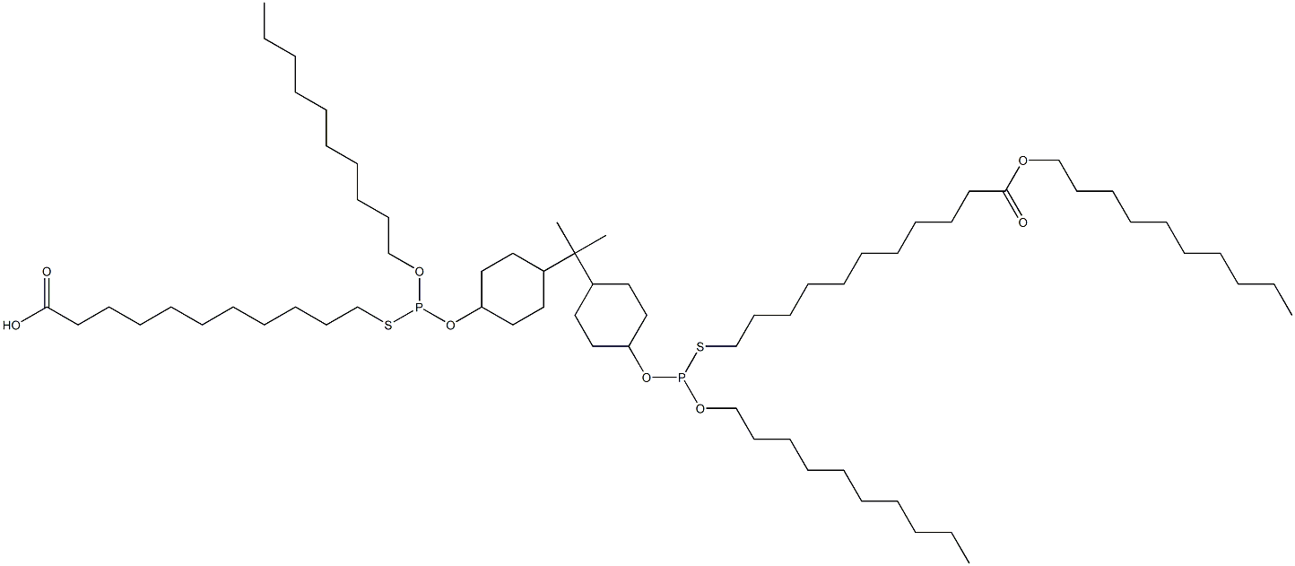 11,11'-[[Isopropylidenebis(4,1-cyclohexanediyloxy)]bis[(decyloxy)phosphinediylthio]]bis(undecanoic acid decyl) ester Struktur