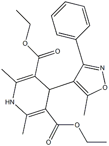 1,4-Dihydro-2,6-dimethyl-4-(5-methyl-3-phenyl-4-isoxazolyl)pyridine-3,5-dicarboxylic acid diethyl ester Struktur