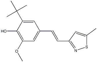 4-[(E)-2-(5-Methyl-3-isothiazolyl)ethenyl]-2-tert-butyl-6-methoxy-phenol Struktur