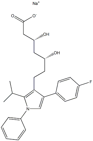 (3R,5R)-3,5-Dihydroxy-7-[2-isopropyl-1-phenyl-4-(4-fluorophenyl)-1H-pyrrol-3-yl]heptanoic acid sodium salt Struktur