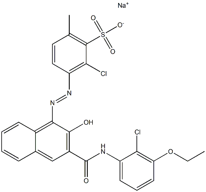 2-Chloro-6-methyl-3-[[3-[[(2-chloro-3-ethoxyphenyl)amino]carbonyl]-2-hydroxy-1-naphtyl]azo]benzenesulfonic acid sodium salt Struktur