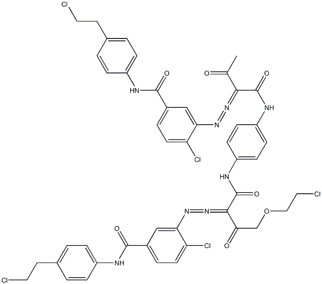 3,3'-[2-[(2-Chloroethyl)oxy]-1,4-phenylenebis[iminocarbonyl(acetylmethylene)azo]]bis[N-[4-(2-chloroethyl)phenyl]-4-chlorobenzamide] Struktur