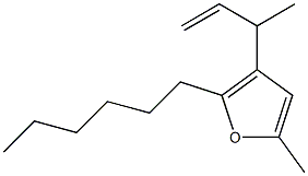 2-Hexyl-5-methyl-3-(1-methylallyl)furan Struktur