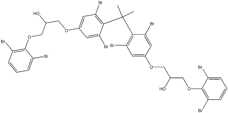 2,2-Bis[2,6-dibromo-4-[2-hydroxy-3-(2,6-dibromophenoxy)propyloxy]phenyl]propane Struktur