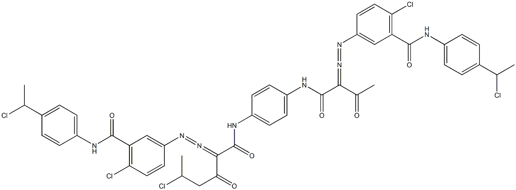 3,3'-[2-(1-Chloroethyl)-1,4-phenylenebis[iminocarbonyl(acetylmethylene)azo]]bis[N-[4-(1-chloroethyl)phenyl]-6-chlorobenzamide] Struktur