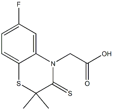 6-Fluoro-2,2-dimethyl-2,3-dihydro-3-thioxo-4H-1,4-benzothiazine-4-acetic acid Struktur