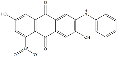 2-Anilino-3,7-dihydroxy-5-nitroanthraquinone Struktur