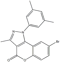 8-Bromo-3-methyl-1-(3,5-dimethylphenyl)[1]benzopyrano[4,3-c]pyrazol-4(1H)-one Struktur