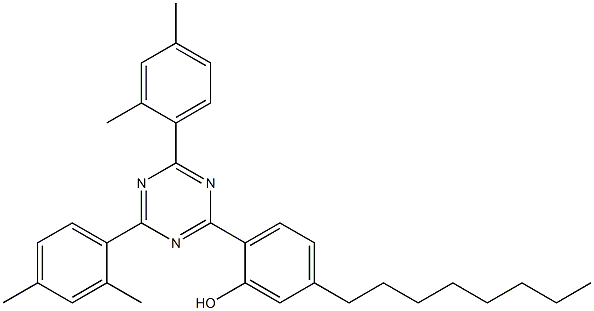 2-[4,6-Bis(2,4-dimethylphenyl)-1,3,5-triazin-2-yl]-5-octylphenol Struktur