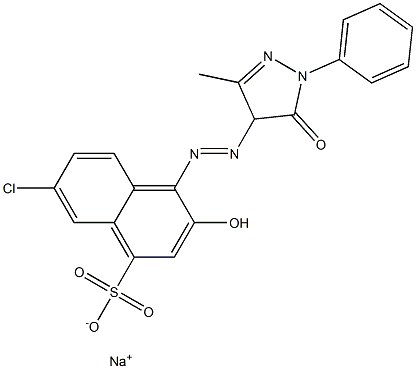 7-Chloro-4-[(4,5-dihydro-3-methyl-5-oxo-1-phenyl-1H-pyrazol-4-yl)azo]-3-hydroxy-1-naphthalenesulfonic acid sodium salt Struktur