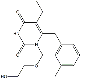 5-Ethyl-6-(3,5-dimethylbenzyl)-1-[(2-hydroxyethoxy)methyl]pyrimidine-2,4(1H,3H)-dione Struktur