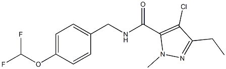 4-Chloro-5-ethyl-2-methyl-N-[4-(difluoromethoxy)benzyl]-2H-pyrazole-3-carboxamide Struktur