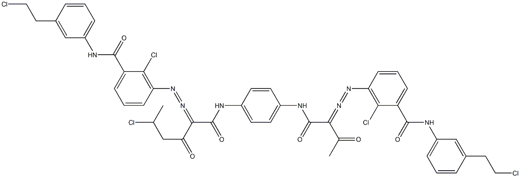 3,3'-[2-(1-Chloroethyl)-1,4-phenylenebis[iminocarbonyl(acetylmethylene)azo]]bis[N-[3-(2-chloroethyl)phenyl]-2-chlorobenzamide] Struktur