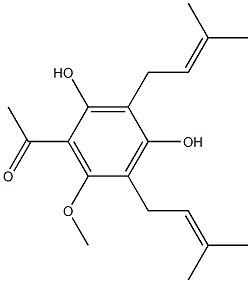 2',4'-Dihydroxy-3',5'-diprenyl-6'-methoxyacetophenone Struktur