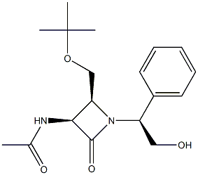 (3S,4S)-3-(Acetylamino)-4-(tert-butyloxymethyl)-1-[(S)-1-phenyl-2-(hydroxy)ethyl]azetidin-2-one Struktur