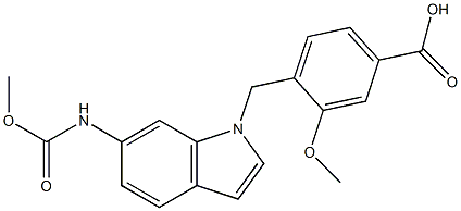 4-[6-(Methoxycarbonylamino)-1H-indol-1-ylmethyl]-3-methoxybenzoic acid Struktur