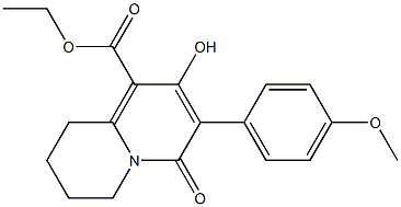 6,7,8,9-Tetrahydro-2-hydroxy-4-oxo-3-(4-methoxyphenyl)-4H-quinolizine-1-carboxylic acid ethyl ester Struktur