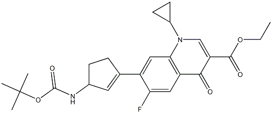 7-[3-[(tert-Butoxycarbonyl)amino]cyclopenta-1-enyl]-6-fluoro-1-cyclopropyl-1,4-dihydro-4-oxoquinoline-3-carboxylic acid ethyl ester Struktur