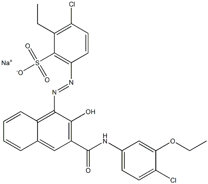 3-Chloro-2-ethyl-6-[[3-[[(4-chloro-3-ethoxyphenyl)amino]carbonyl]-2-hydroxy-1-naphtyl]azo]benzenesulfonic acid sodium salt Struktur