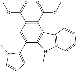 9-Methyl-1-(1-methyl-1H-pyrrol-2-yl)-9H-carbazole-3,4-dicarboxylic acid dimethyl ester Struktur