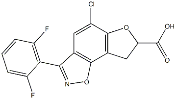 5-Chloro-7,8-dihydro-3-(2,6-difluorophenyl)furo[2,3-g][1,2]benzisoxazole-7-carboxylic acid Struktur