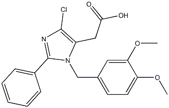 4-Chloro-1-(3,4-dimethoxybenzyl)-2-(phenyl)-1H-imidazole-5-acetic acid Struktur