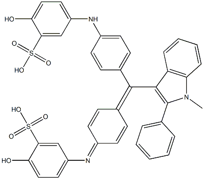 2-Hydroxy-5-[[4-[[4-[(4-hydroxy-3-sulfophenyl)amino]phenyl](1-methyl-2-phenyl-1H-indol-3-yl)methylene]-2,5-cyclohexadien-1-ylidene]amino]benzenesulfonic acid Struktur