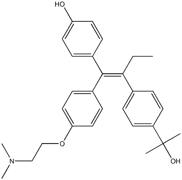 4-[(Z)-2-[4-(1-Hydroxy-1-methylethyl)phenyl]1-[4-(2-dimethylaminoethoxy)phenyl]-1-butenyl]phenol Struktur