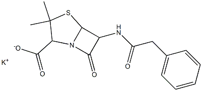 6-(Benzylcarbonylamino)-7-oxo-3,3-dimethyl-1-aza-4-thiabicyclo[3.2.0]heptane-2-carboxylic acid potassium salt Struktur