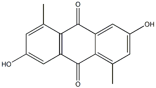 2,6-Dihydroxy-4,8-dimethyl-9,10-anthraquinone Struktur