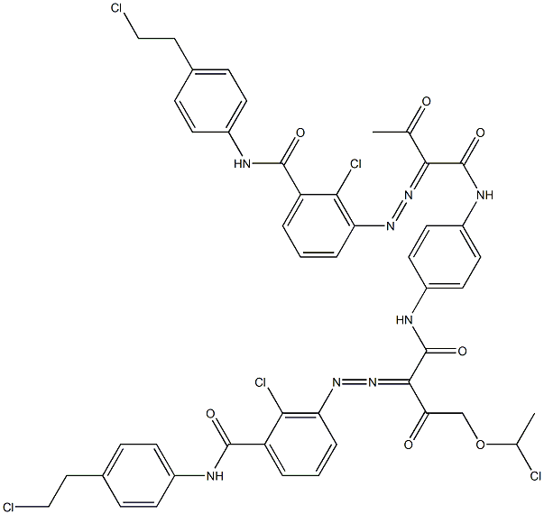 3,3'-[2-[(1-Chloroethyl)oxy]-1,4-phenylenebis[iminocarbonyl(acetylmethylene)azo]]bis[N-[4-(2-chloroethyl)phenyl]-2-chlorobenzamide] Struktur