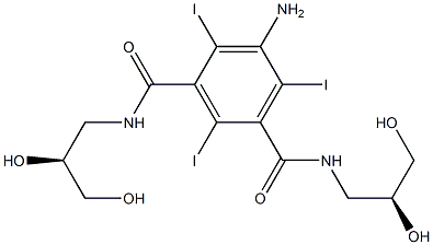 5-Amino-N,N'-bis[(S)-2,3-dihydroxypropyl]-2,4,6-triiodo-1,3-benzenedicarboxamide Struktur