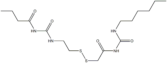 1-Butyryl-3-[2-[[(3-hexylureido)carbonylmethyl]dithio]ethyl]urea Struktur