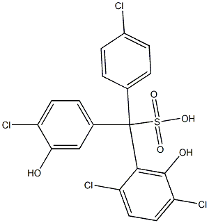 (4-Chlorophenyl)(4-chloro-3-hydroxyphenyl)(2,5-dichloro-6-hydroxyphenyl)methanesulfonic acid Struktur