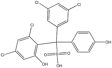 (3,5-Dichlorophenyl)(2,4-dichloro-6-hydroxyphenyl)(4-hydroxyphenyl)methanesulfonic acid Struktur