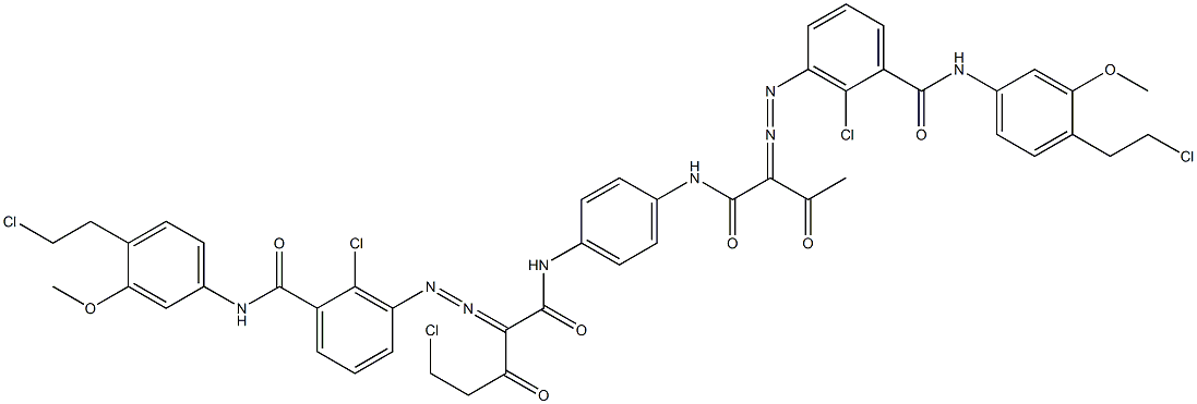 3,3'-[2-(Chloromethyl)-1,4-phenylenebis[iminocarbonyl(acetylmethylene)azo]]bis[N-[4-(2-chloroethyl)-3-methoxyphenyl]-2-chlorobenzamide] Struktur