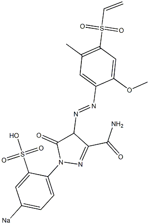 5-Oxo-1-(p-sodiosulfophenyl)-4-(2-methoxy-5-methyl-4-vinylsulfonylphenylazo)-2-pyrazoline-3-carboxamide Struktur