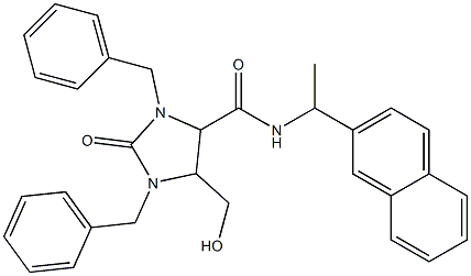 1,3-Dibenzyl-4-[N-[1-(2-naphtyl)ethyl]carbamoyl]-5-hydroxymethylimidazolidin-2-one Struktur