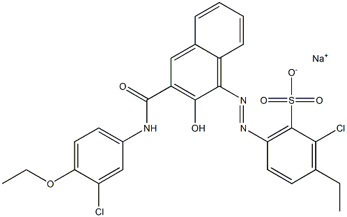 2-Chloro-3-ethyl-6-[[3-[[(3-chloro-4-ethoxyphenyl)amino]carbonyl]-2-hydroxy-1-naphtyl]azo]benzenesulfonic acid sodium salt Struktur