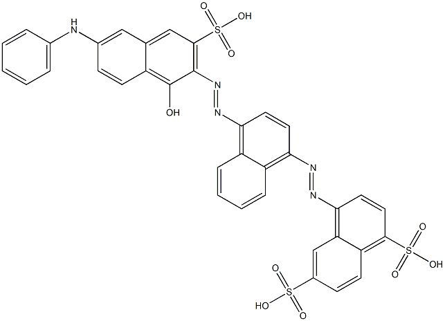 4-[4-[1-Hydroxy-6-phenylamino-3-sulfo-2-naphthalenylazo]-1-naphthalenylazo]-1,6-naphthalenedisulfonic acid Struktur