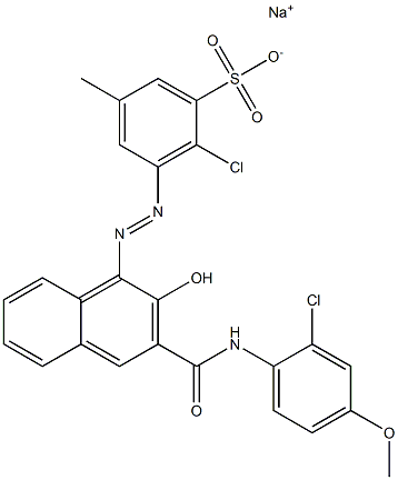 2-Chloro-5-methyl-3-[[3-[[(2-chloro-4-methoxyphenyl)amino]carbonyl]-2-hydroxy-1-naphtyl]azo]benzenesulfonic acid sodium salt Struktur